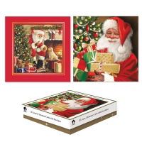 TRADITIONAL SANTA SQ. BOX 12 CARDS (24s)
