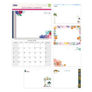 ILLUSTRATED MEMO CALENDAR WITH PEN (12s)