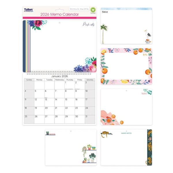 ILLUSTRATED MEMO CALENDAR WITH PEN (12s)