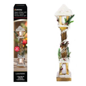 *60cm LED SNOW TIPPED WOOD LAMP POST(2s)