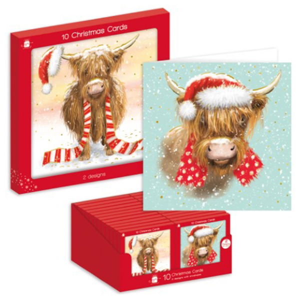 HIGHLAND COW WINDOW BOX 10 CARDS(24s)