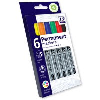 FINE MARKER PENS- PK.6 ASSTD.COLS.(12s)