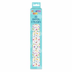 *PACK 30 POLKA DOT PAPER STRAWS (24s)