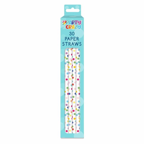 *PACK 30 POLKA DOT PAPER STRAWS (24s)