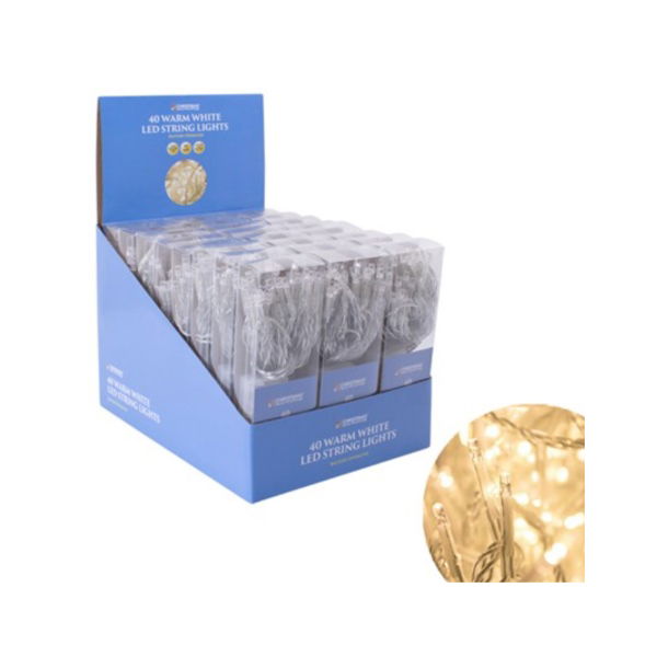 40 LED STRING LIGHTS WM. WHITE (24s)