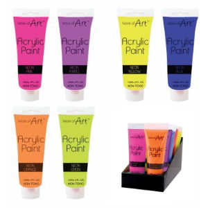 ACRYLIC PAINT 120ml NEON TUBES (12s)