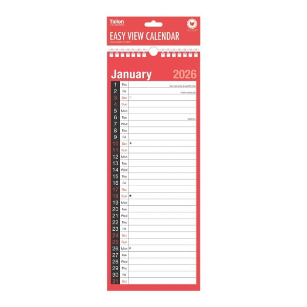 RED & BLACK SUPERSLIM CALENDAR (12s)