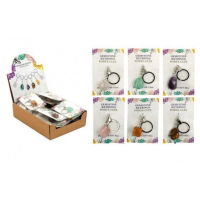 GEMSTONE CRYSTAL KEYRINGS 6ASSTD DB (24s