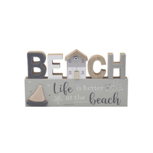 AT THE BEACH WORD PLAQUE 14CM (2s)