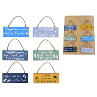 WOODEN 9CM BEACH SIGNS ON D/STAND (96s)