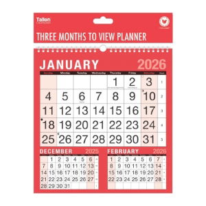 CALENDAR 3 MONTH TO V. RED/BLACK (12s)