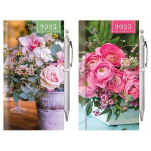 SLIM WTV PHOTO FLORAL DIARY W. PEN(12s)