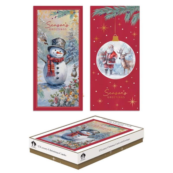 SNOWMAN/SANTA SLIM BOX 12 CARDS (24s)