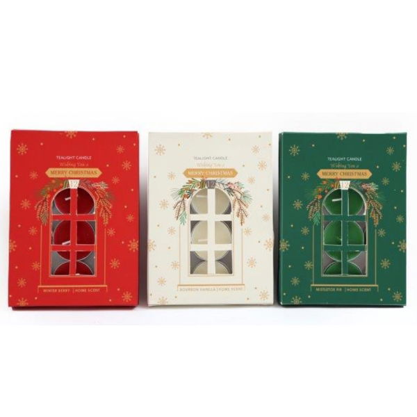 *PACK 12 TEA LIGHTS WINDOW BOX 3ass.(6s)