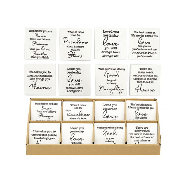 8ASSTD HOME/LOVE COASTERS IN D/BOX (24s)