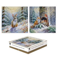 WOODLAND ANIMALS SQ. BOX 12 CARDS (24s)