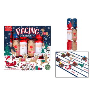 6 RACING REINDEER CRACKERS 12" (12s)