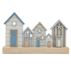 24x15CM BLUE SEASHORE BEACH HUTS (6s)